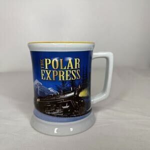 Polar Express Train Mug Blue Ceramic Coffee Cup Warner Bros Christmas